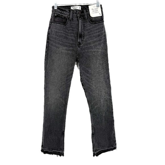 NWT Abercrombie & Fitch Curve Love The Ankle Straight Ultra High Rise Jeans 25 0 - Picture 1 of 11